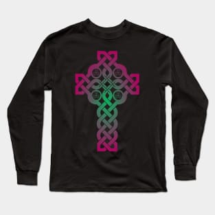 Celtic Cross With Weaving and Triskeles Long Sleeve T-Shirt